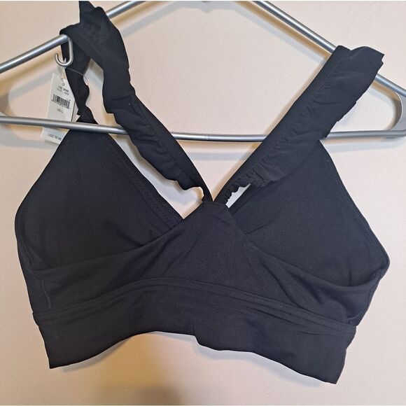NWT Aerie Offline Real Me Extra Stretch Ruffle Sports Bra in Black - Picture 5 of 7